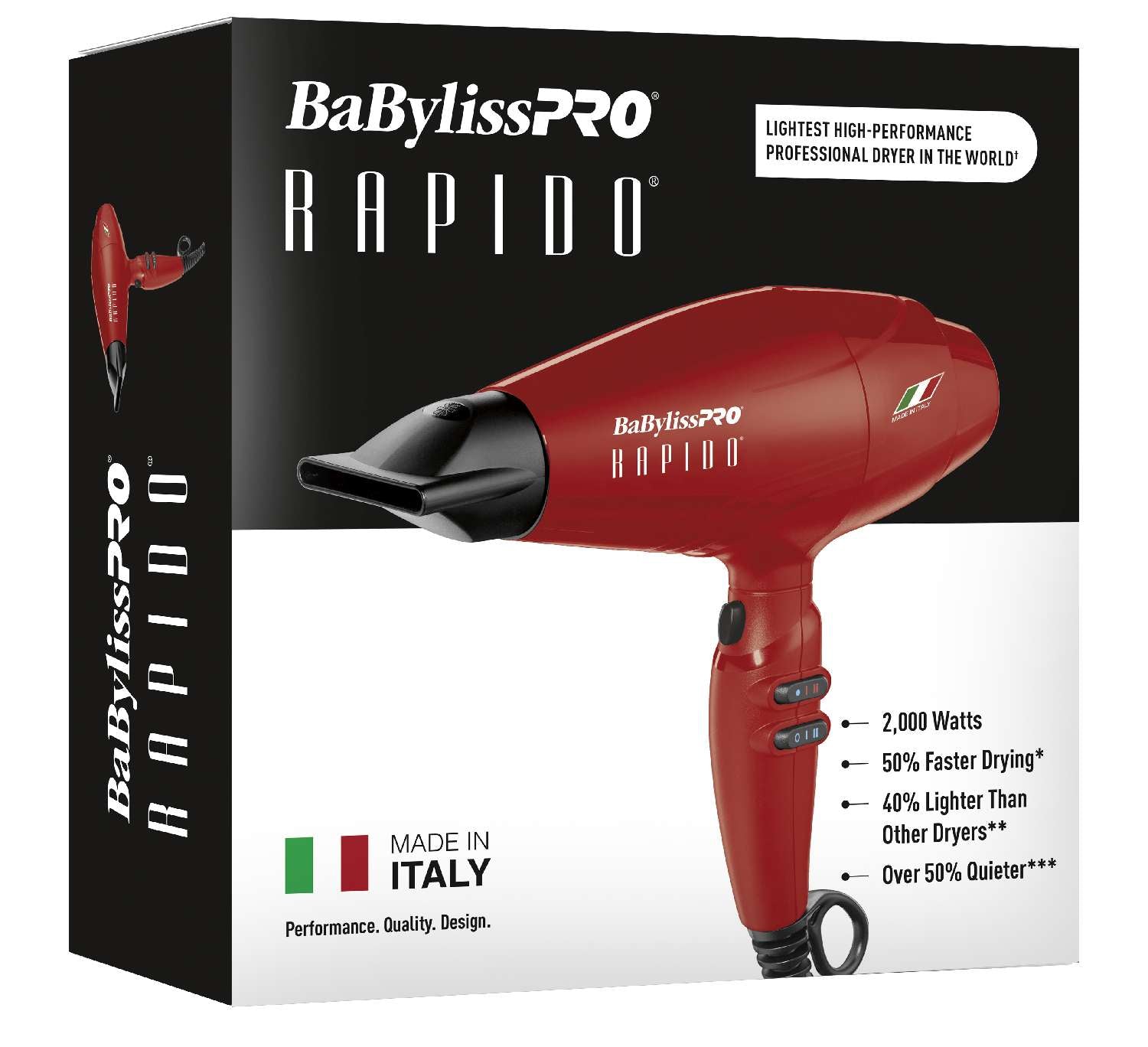 BABYLISS RAPIDO DRYER RED L/ED